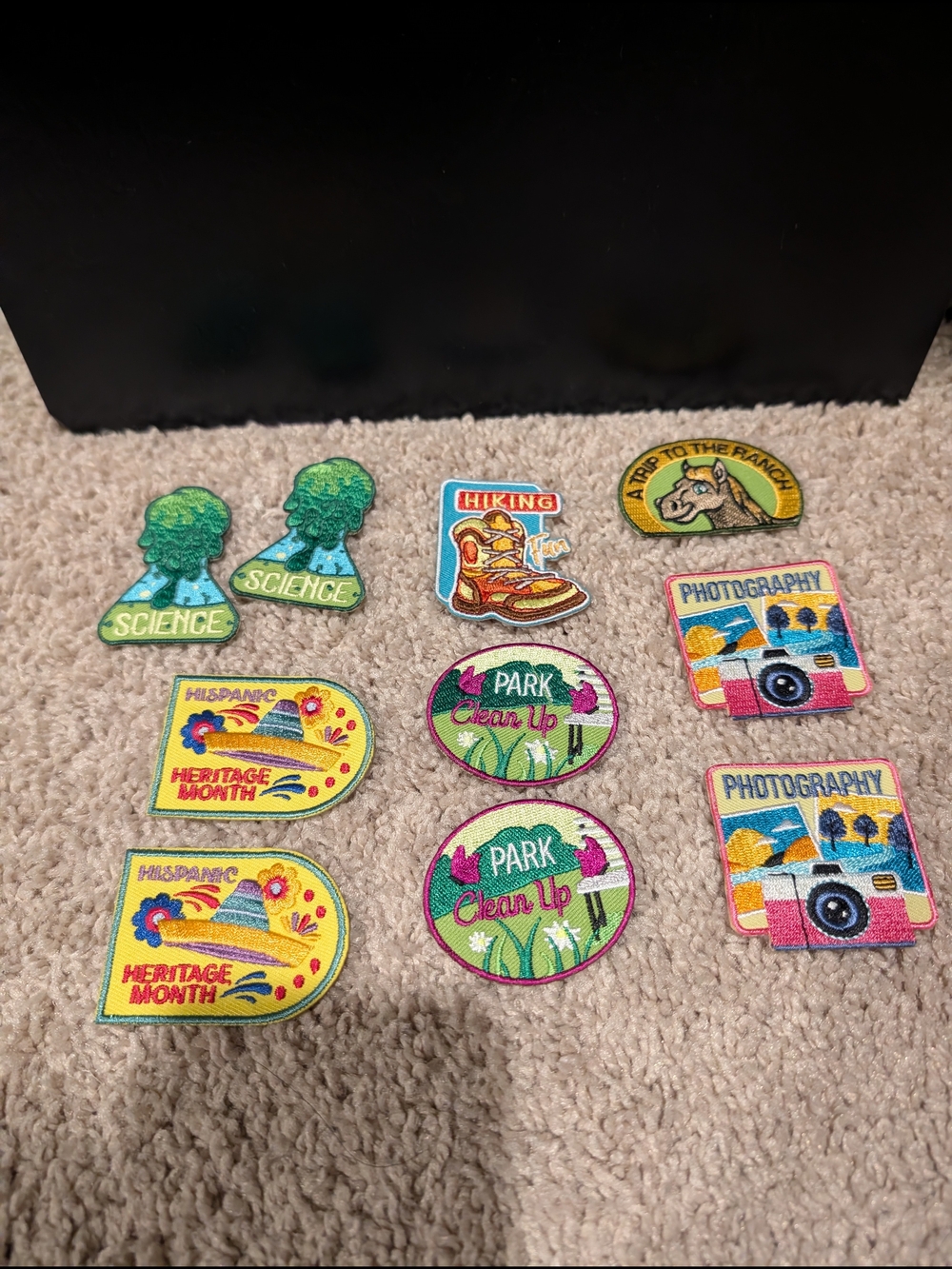 Scouts Assorted Kids Activity Merit Patches/Badges - Green, Yellow, Pink, Blue